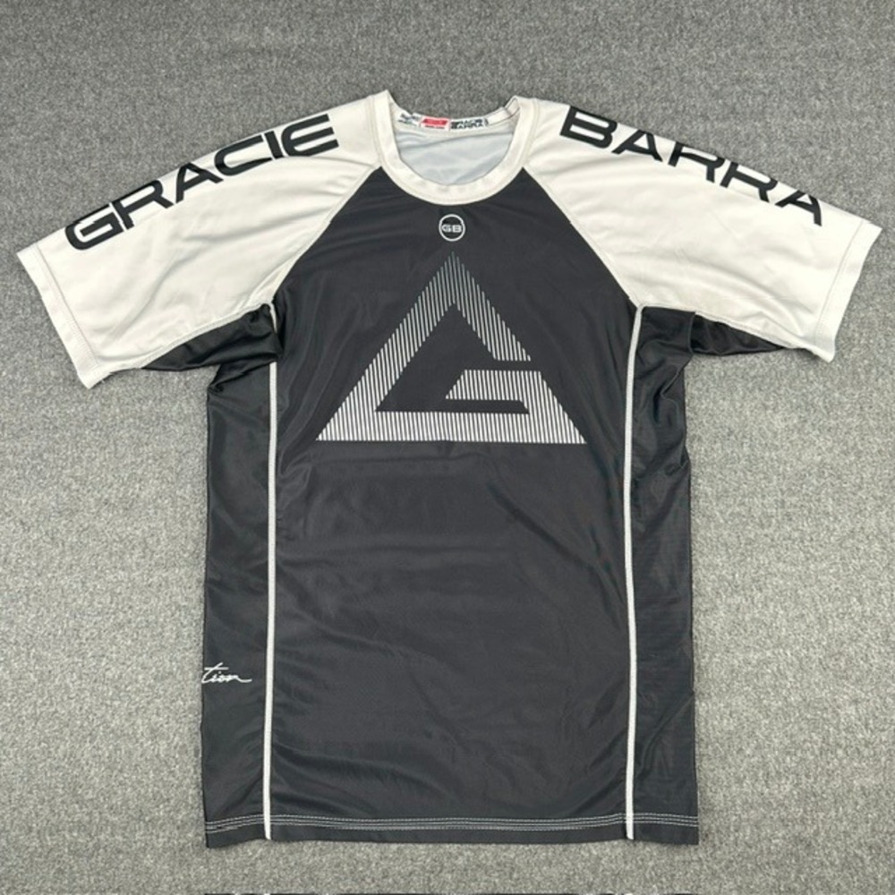 Gracie Barra Equipe Edition Rash Guard Mens Medium Black White BJJ MMA Shirt